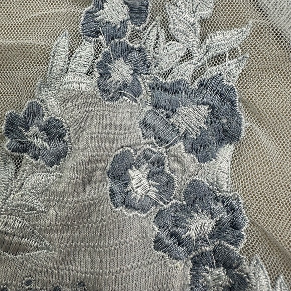 Free People Embroidered Mesh Top Blue Size XS Long Sleeve Semi Sheer Coquette - Picture 14 of 16